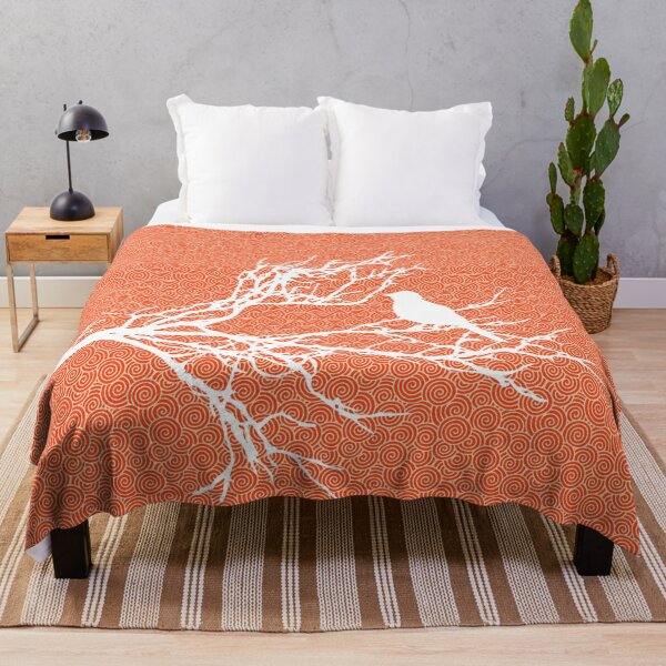 Item preview, Bird on a Branch, White Against Coral Orange designed and sold by Marymarice.