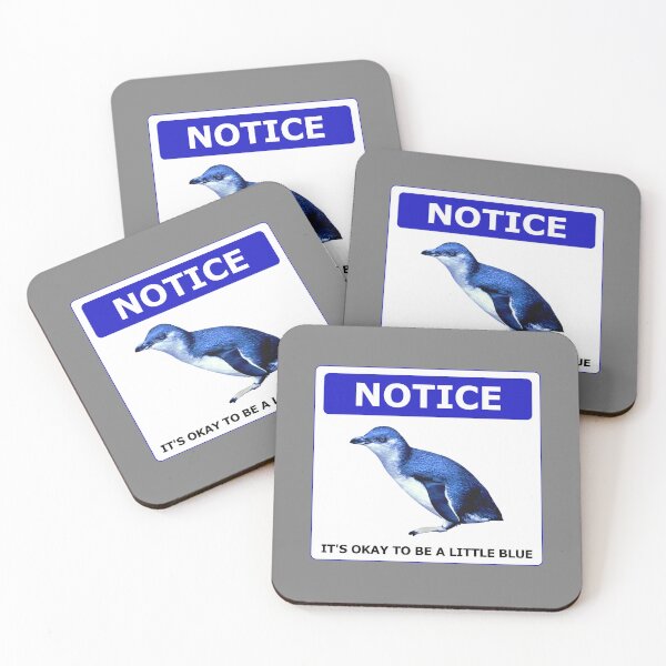Item preview, Notice it's okay to be a little blue penguin (Grey #808080 background) designed and sold by SBPenguins.