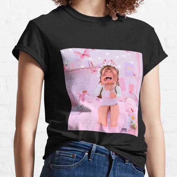 pink shirt aesthetic roblox girl Essential T-Shirt for Sale by  latesttrendy