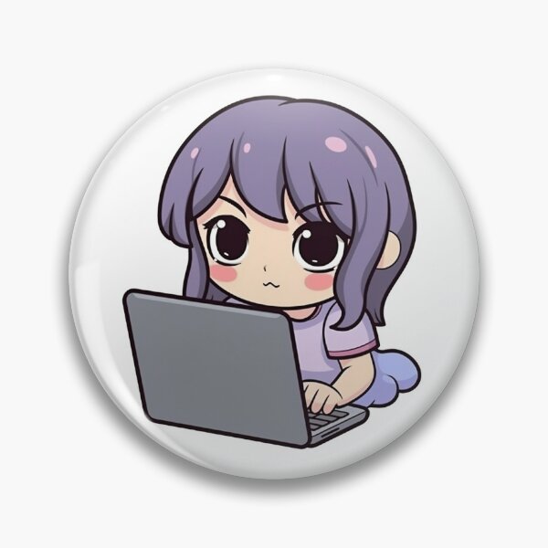 Item preview, Kawaii Anime girl using laptop designed and sold by AestheticsArt81.