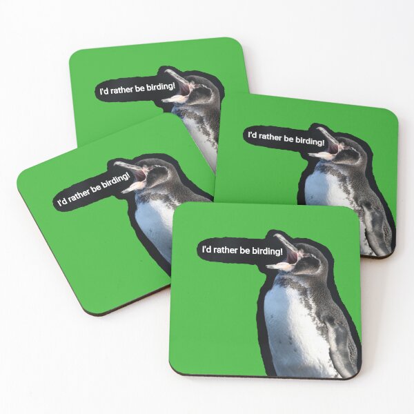 Artikelvorschau, Galapagos Penguin would rather be birding birdwatching (Bright Green #35B02C background)  entworfen und verkauft von SBPenguins.
