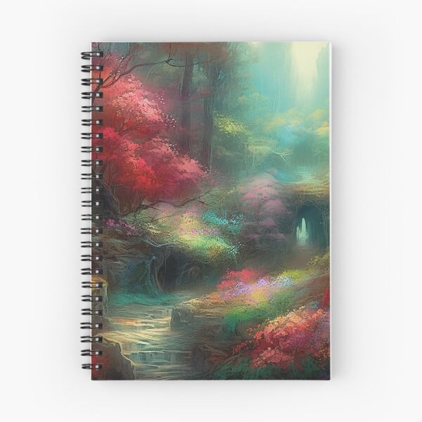 Item preview, Magical forest in bright colors Fantasy colorful style painting designed and sold by ImpressivelyInk.