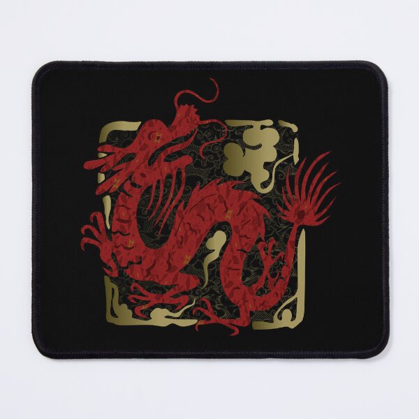 Item preview, Chinese red dragon seal with floral and cloud pattern designed and sold by LiberaCaballo.