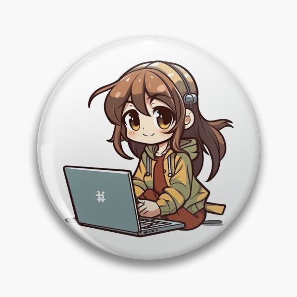 Artikelvorschau, Kawaii Anime-Mädchen mit Laptop entworfen und verkauft von AestheticsArt81.