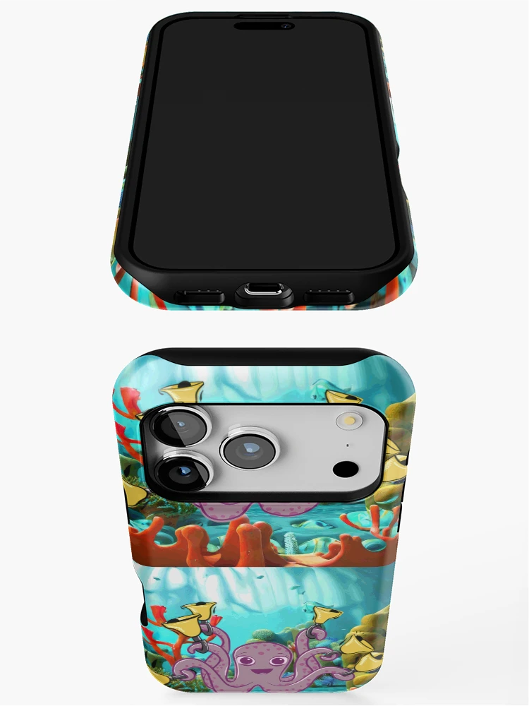 Thumbnail 3 of 4, iPhone Case, Octopus Handbell Ringer In The Sea designed and sold by SubtleSplit.