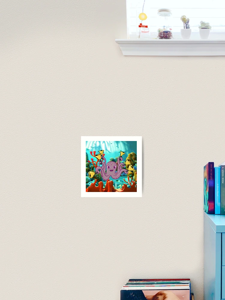 Thumbnail 2 of 3, Art Print, Octopus Handbell Ringer In The Sea designed and sold by SubtleSplit.