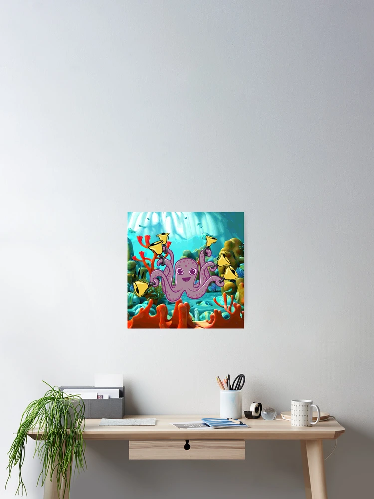 Thumbnail 2 of 3, Poster, Octopus Handbell Ringer In The Sea designed and sold by SubtleSplit.