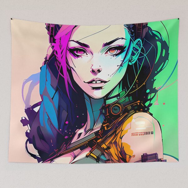 Item preview, Urban Futurism - An Illustration of a Cyberpunk Girl in a Beanie and Headphones designed and sold by GalihDA.