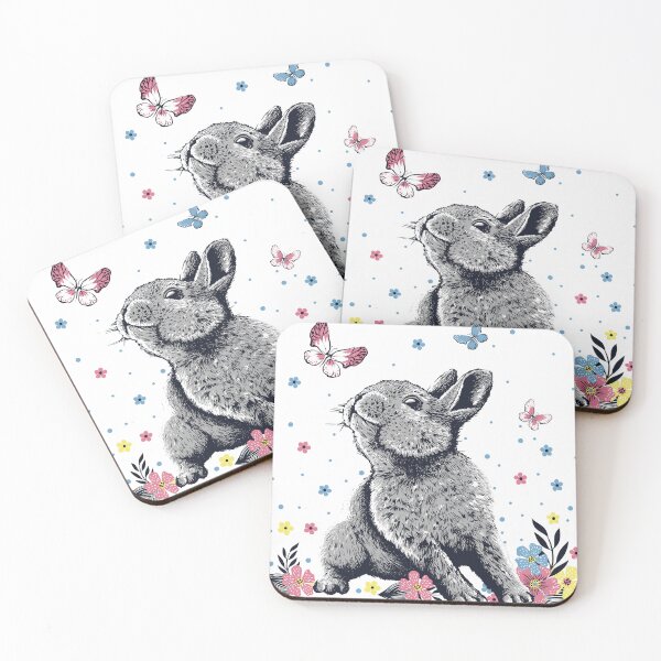Item preview, Cute little rabbit looks up on butterfly. Seamless pattern from butterflys and flowers.  designed and sold by Marina Smorodinskaya.