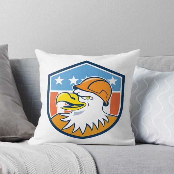 Item preview, Bald Eagle Construction Worker Head Flag Cartoon designed and sold by patrimonio.