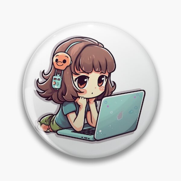 Artikelvorschau, Kawaii Anime-Mädchen mit Laptop entworfen und verkauft von AestheticsArt81.