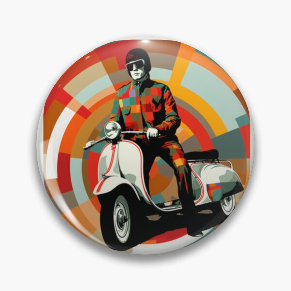 Item preview, MOD Retro Vintage 1960s 60s London Mod on Scooter Mod-Inspired Art Optic Art Graphic Design designed and sold by Step, Repeat.