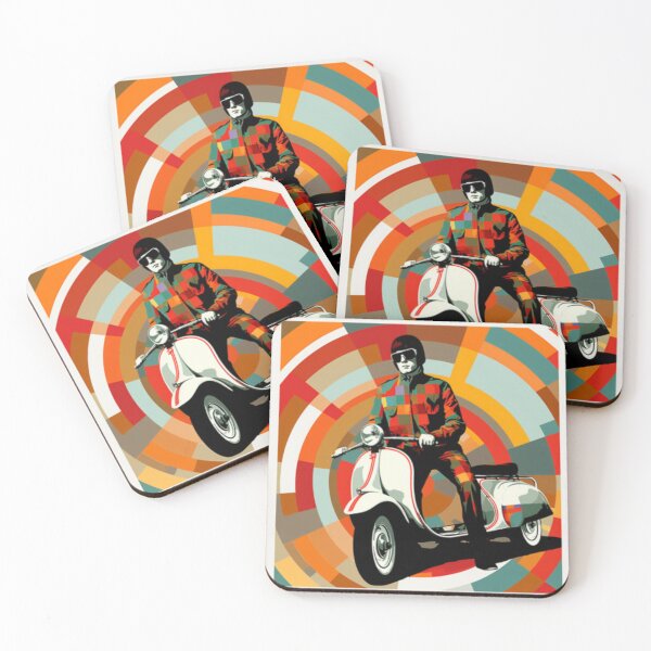 Item preview, MOD Retro Vintage 1960s 60s London Mod on Scooter Mod-Inspired Art Optic Art Graphic Design designed and sold by Step, Repeat.