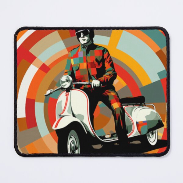 Item preview, MOD Retro Vintage 1960s 60s London Mod on Scooter Mod-Inspired Art Optic Art Graphic Design designed and sold by Step, Repeat.