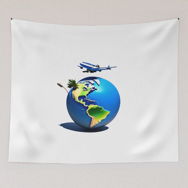 Artikelvorschau, Airplane flying over the world entworfen und verkauft von mtamri.
