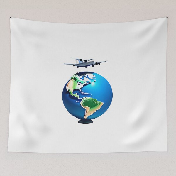 Artikelvorschau, Airplane flying over the world entworfen und verkauft von mtamri.