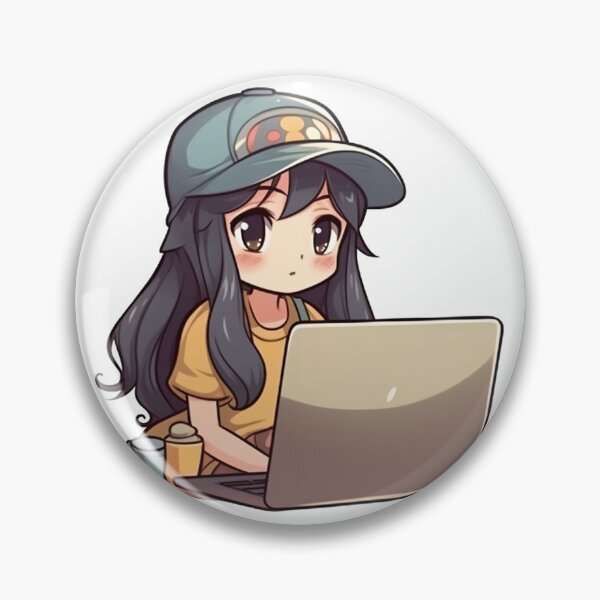Artikelvorschau, Kawaii Anime-Mädchen mit Laptop entworfen und verkauft von AestheticsArt81.