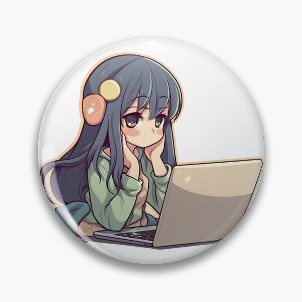 Artikelvorschau, Kawaii Anime-Mädchen mit Laptop entworfen und verkauft von AestheticsArt81.