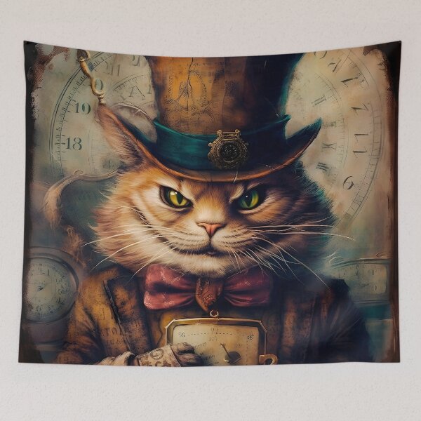 Item preview, Steampunk Cheshire Cat Retro Alice in Wonderland designed and sold by AIWanderer.
