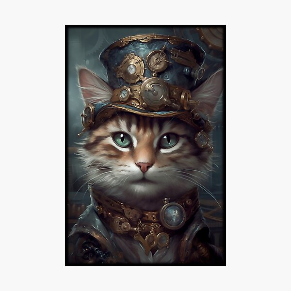 Item preview, Distinguished Steampunk Kitty, Fun Steampunk Cat Vintage Photograph designed and sold by Orianah.