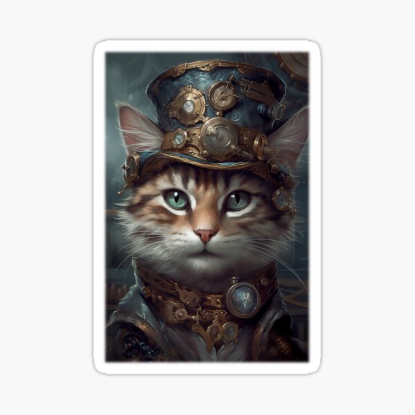 Item preview, Distinguished Steampunk Kitty, Fun Steampunk Cat Vintage Photograph designed and sold by Orianah.