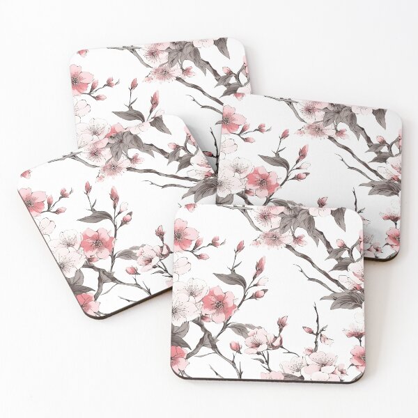 Artikelvorschau, Frühlings-Kimono-Muster im japanischen Stil von Sakura auf weißem Hintergrund entworfen und verkauft von CroffleStudio.