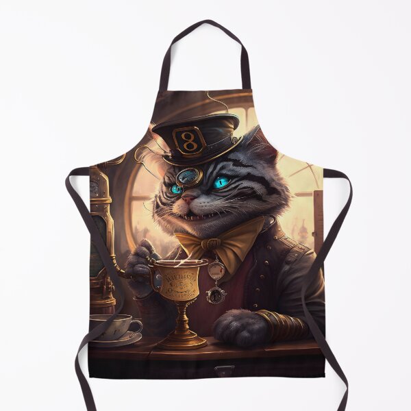 Item preview, Steampunk Cheshire Cat & Coffee Retro Alice in Wonderland designed and sold by AIWanderer.