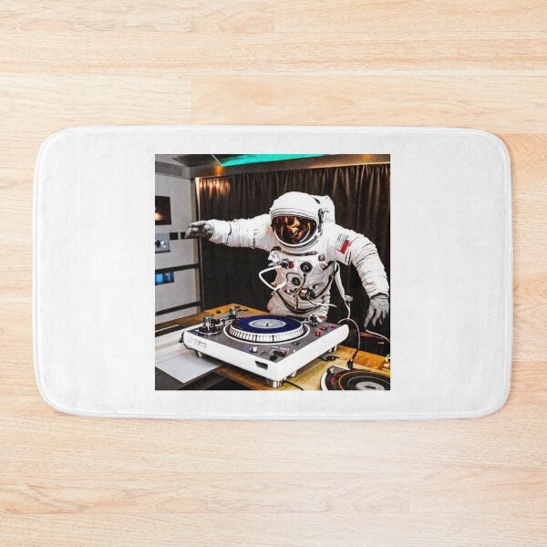 Item preview, astronaut DJ on turntables designed and sold by bluegreen.