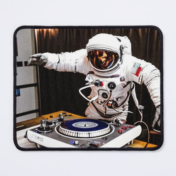Item preview, astronaut DJ on turntables designed and sold by bluegreen.