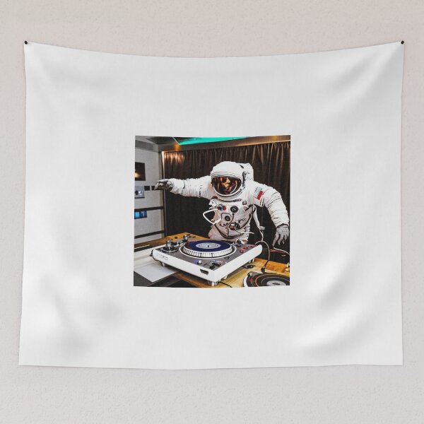 Item preview, astronaut DJ on turntables designed and sold by bluegreen.