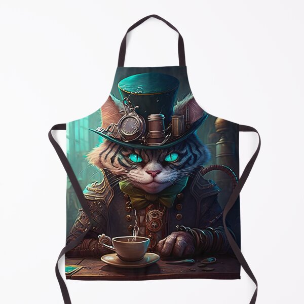 Item preview, Steampunk Cheshire Cat & Coffee Retro Alice in Wonderland designed and sold by AIWanderer.