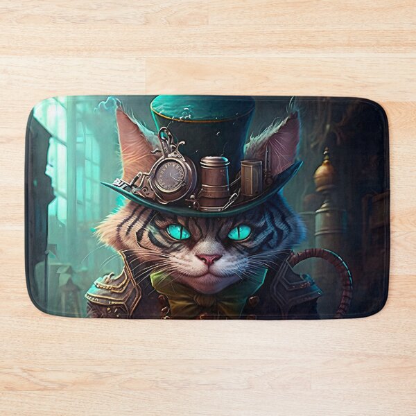 Item preview, Steampunk Cheshire Cat & Coffee Retro Alice in Wonderland designed and sold by AIWanderer.