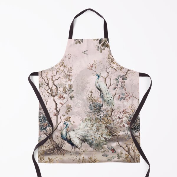 Item preview, Forest landscape wallpaper pattern with white peacock birds with trees plants and birds in a vintage style landscape pink background designed and sold by hAITHAM1985.