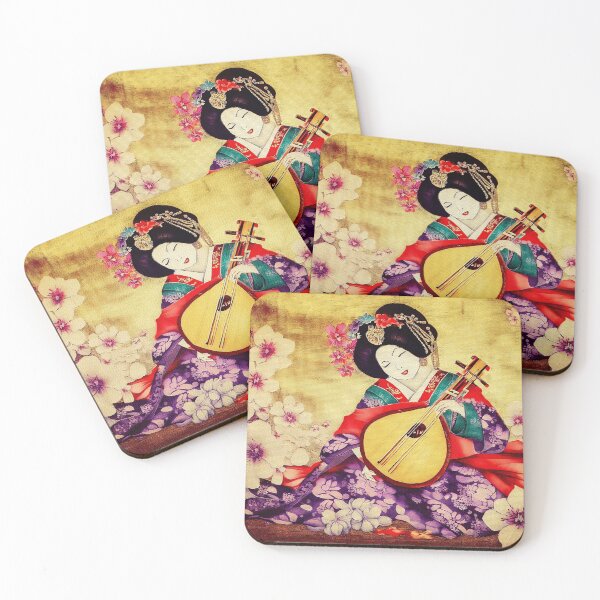 Item preview, Painting of Japanese Geisha playing a Biwa designed and sold by Witsprings.