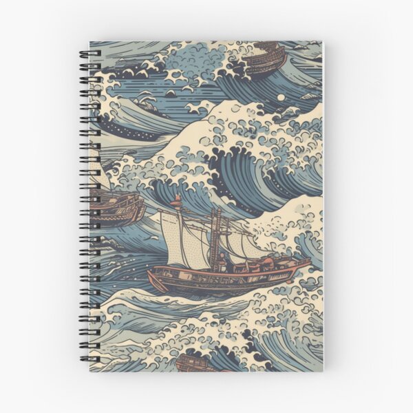 Item preview, Fishermen's Voyage - Traditional Japanese Ukiyo0e Repeating Print of Waves and Fishermen designed and sold by EndlessTextures.