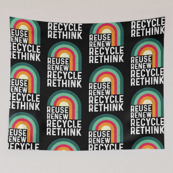 Item preview, Recycle Reuse Renew Rethink Earth Day Retro Rainbow designed and sold by GravitiTees.
