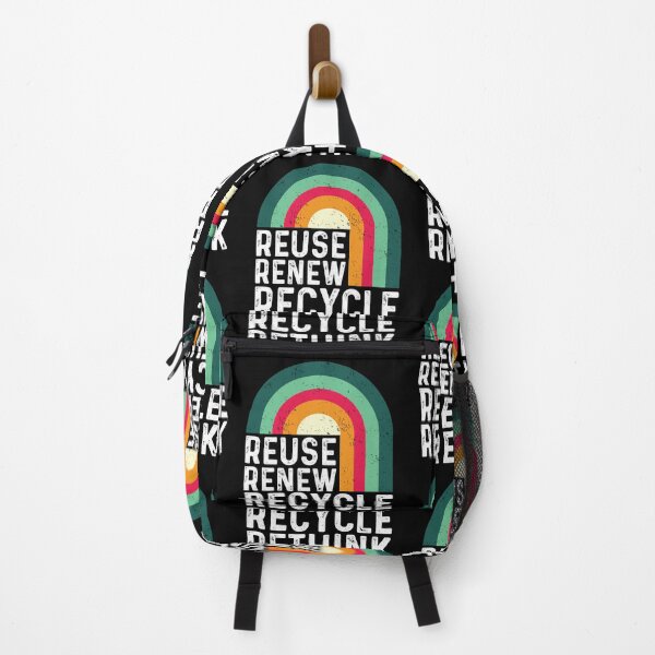 Item preview, Recycle Reuse Renew Rethink Earth Day Retro Rainbow designed and sold by GravitiTees.