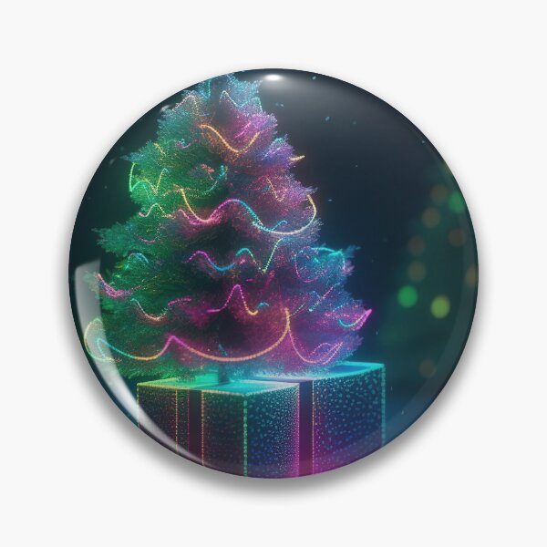 Item preview, Toy mini Christmas tree and gift box, neon lighting, bokeh background 12 designed and sold by jetaiart.
