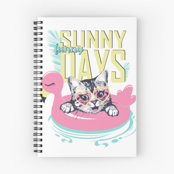 Item preview, Happy cat kitten face in sunglasses floats on pink flamingo rubber ring.  designed and sold by Marina Smorodinskaya.