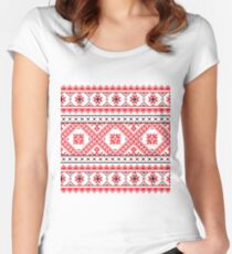 Ukraine Pattern - Ukrainian embroidery: вишивка, vyshyvka #Ukraine #Pattern #Ukrainian #embroidery #вишивка #vyshyvka #UkrainePattern #UkrainianEmbroidery Women's Fitted Scoop T-Shirt