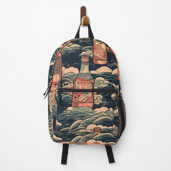 Item preview, Sake Celebration Ukiyo-e - Traditional Japanese Repeating Pattern of Sake Bottles Inspired by Classic Woodblock Prints designed and sold by EndlessTextures.