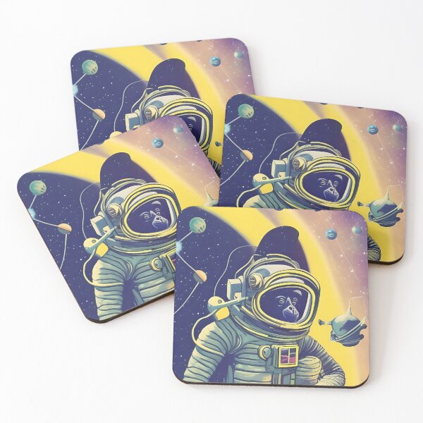 Item preview, Gorilla astronaut. Retro scifi animal art gift.  designed and sold by KumoMachina.