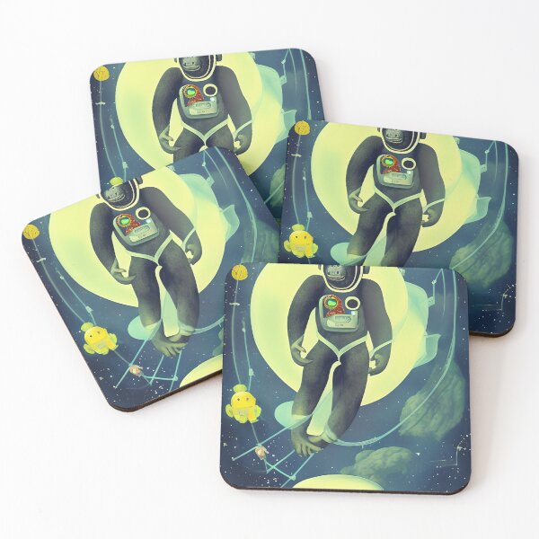 Item preview, Gorilla astronaut. Retro scifi animal art gift. Quirky niave art cartoon style. designed and sold by KumoMachina.