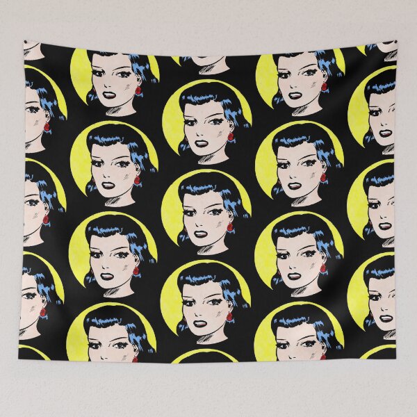 Item preview, Black Hair Vintage Comic Woman Portrait designed and sold by MadfishDesigns.