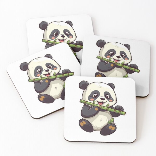 Artikelvorschau, Niedlicher Panda, der Bambus isst, entzückendes und langlebiges Panda-Design im Cartoon-Stil entworfen und verkauft von Glittermania.