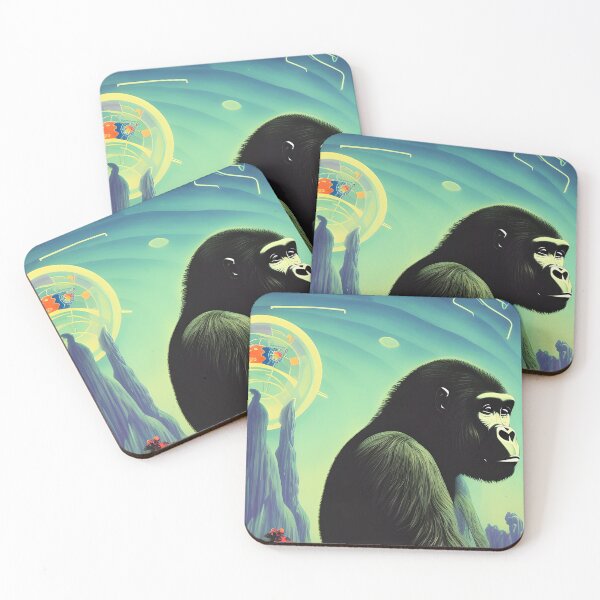 Item preview, Sci fi gorilla astronaut on alien planet. Vintage comic book art. Retro futuristic art designed and sold by KumoMachina.