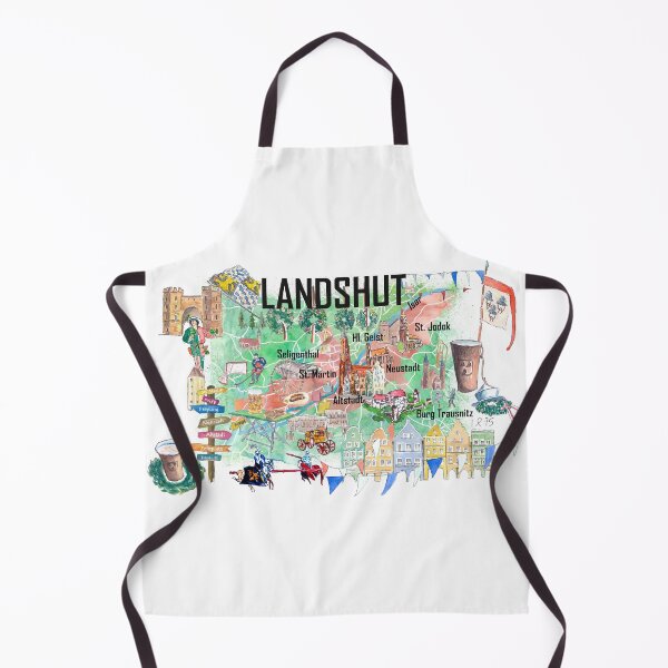 Item preview, Landshut Illustrated Favorite Map with roads and Touristic Highlights designed and sold by artshop77.