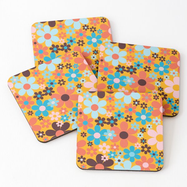 Item preview, Flower power retro florals straight from the 1970s  designed and sold by BlackDogArtists.