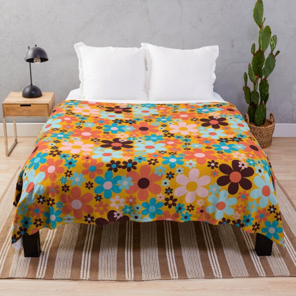 Item preview, Flower power retro florals straight from the 1970s designed and sold by BlackDogArtists.