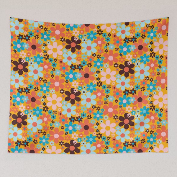 Item preview, Flower power retro florals straight from the 1970s  designed and sold by BlackDogArtists.